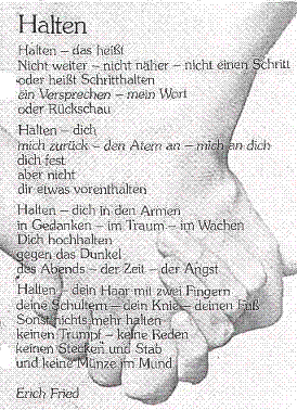 Postkarte mit einem Gedicht von Erich Fried